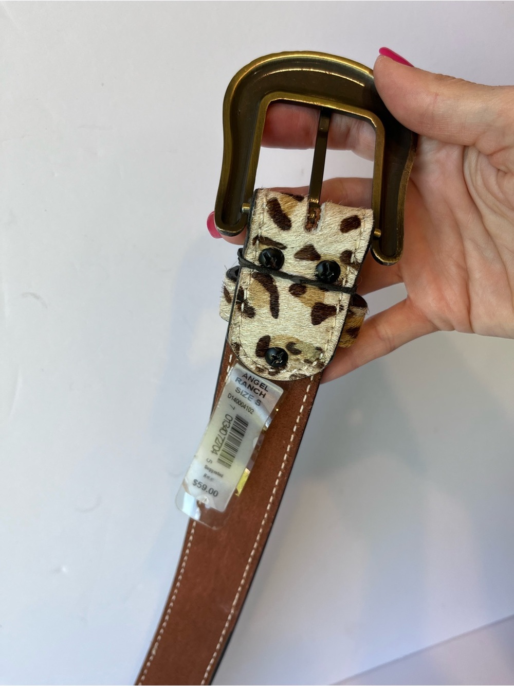 Angel Ranch Calf Hair Western Cheetah Belt - Picture 2 of 9